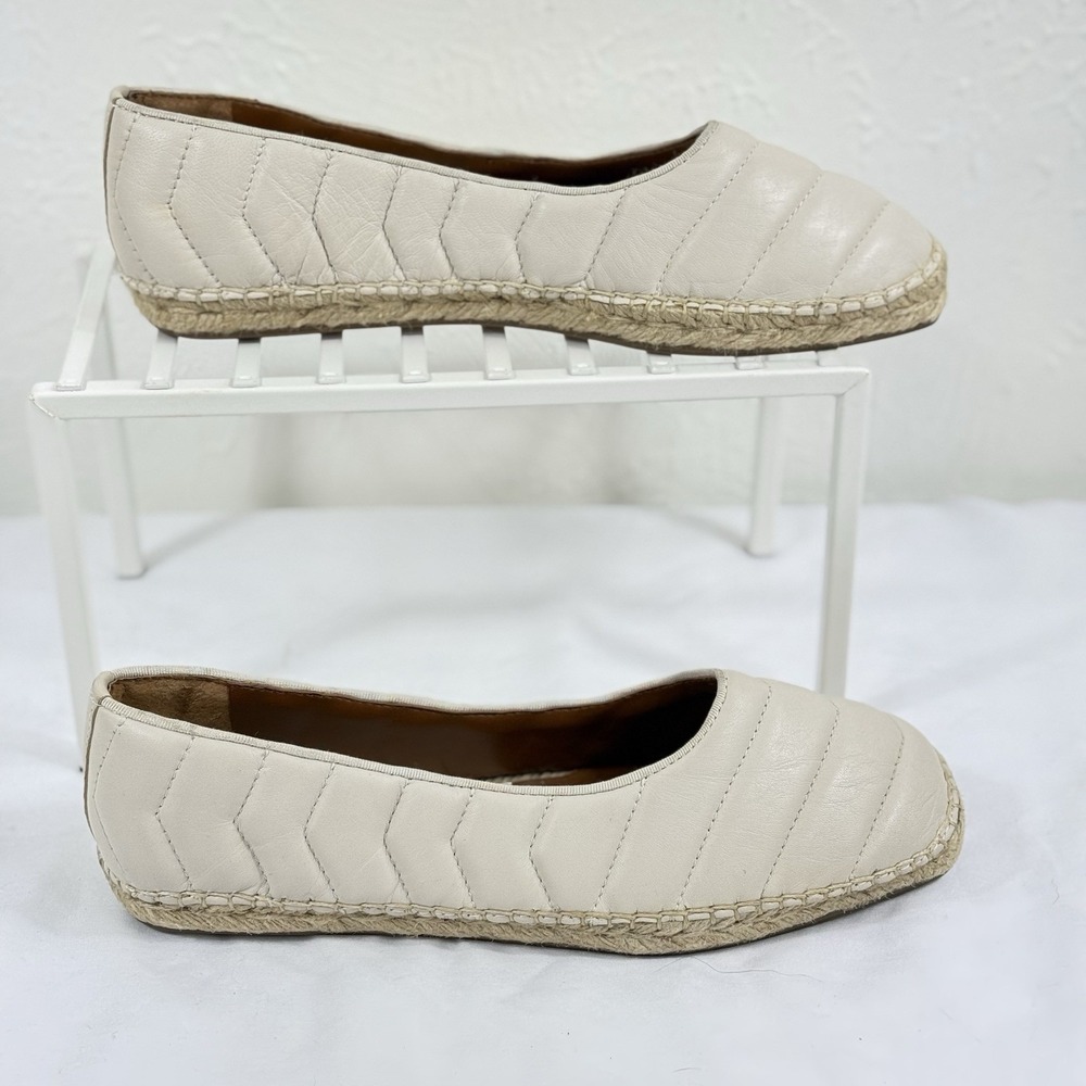 Franco Sarto Women's 9.5 Kiya Loafer Espadrille Cream Quilted Flat Shoe - Picture 3 of 9